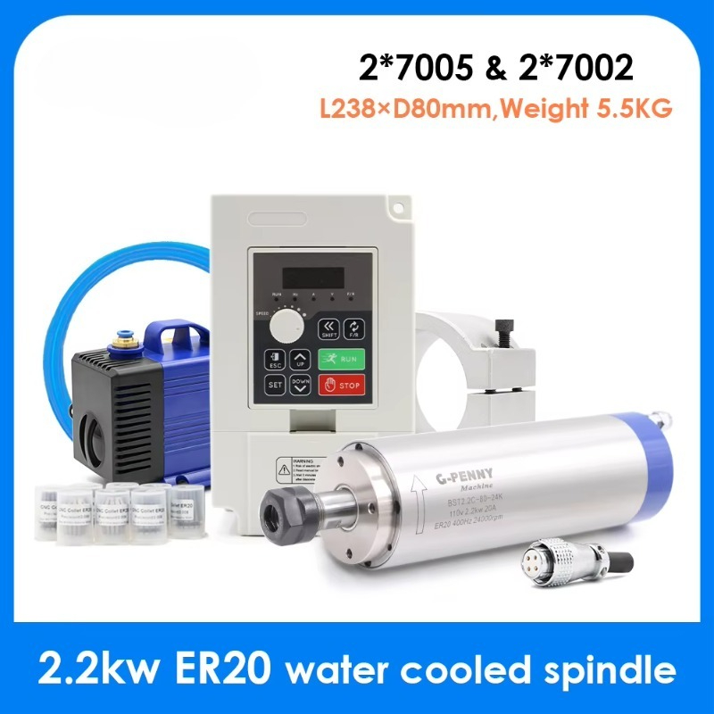 2.2Kw Water Cooled Spindle Kit Vfd - Set CNC G-Penny 2,2kW, Motor Spindel